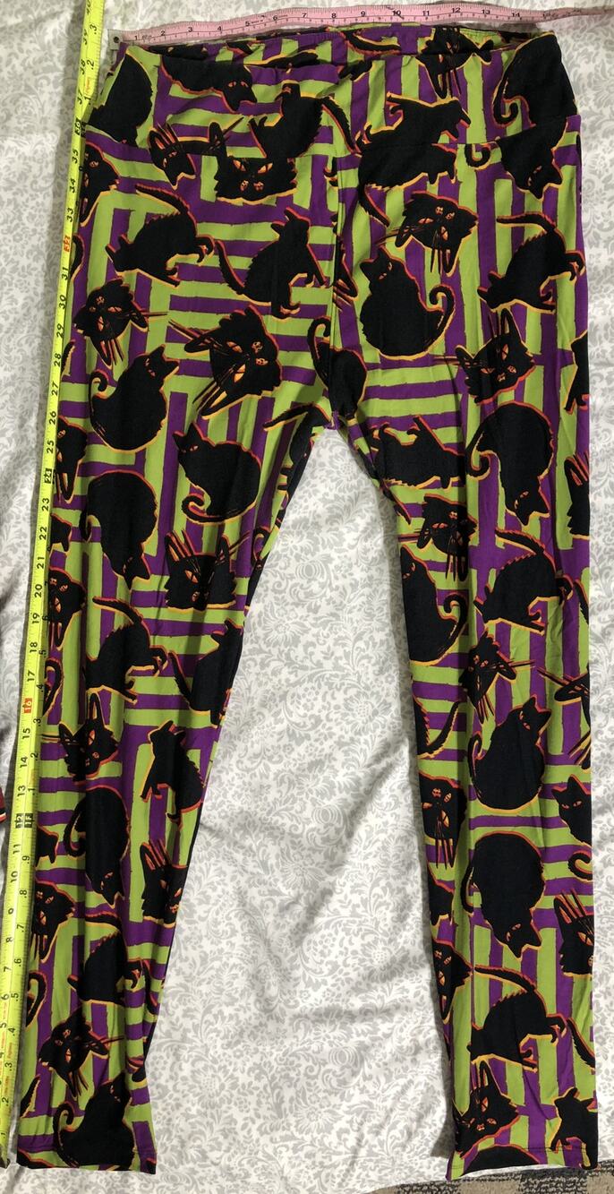 Lularoe TC Leggings Halloween Black Cat Purple Green Spooky Goth Plus Tall Curvy